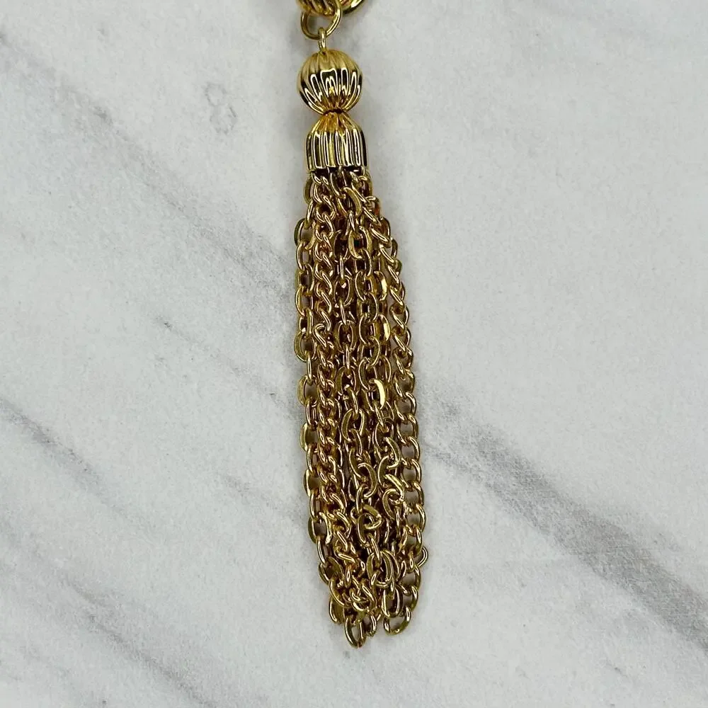 Gold Tone Chain Belt Tassel Charm Y2K Festival Style Extra Small/Small ✨